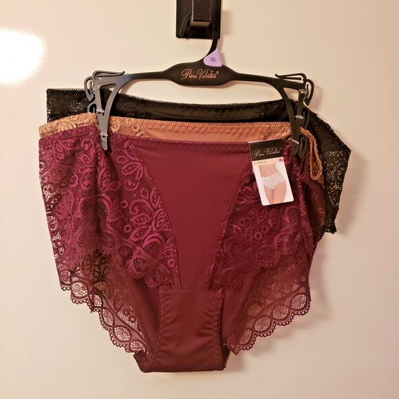 Women’s Prima Valentina Intimates Set of 3 Multicolor Lace Brief Panties XL NWT - Picture 1 of 8
